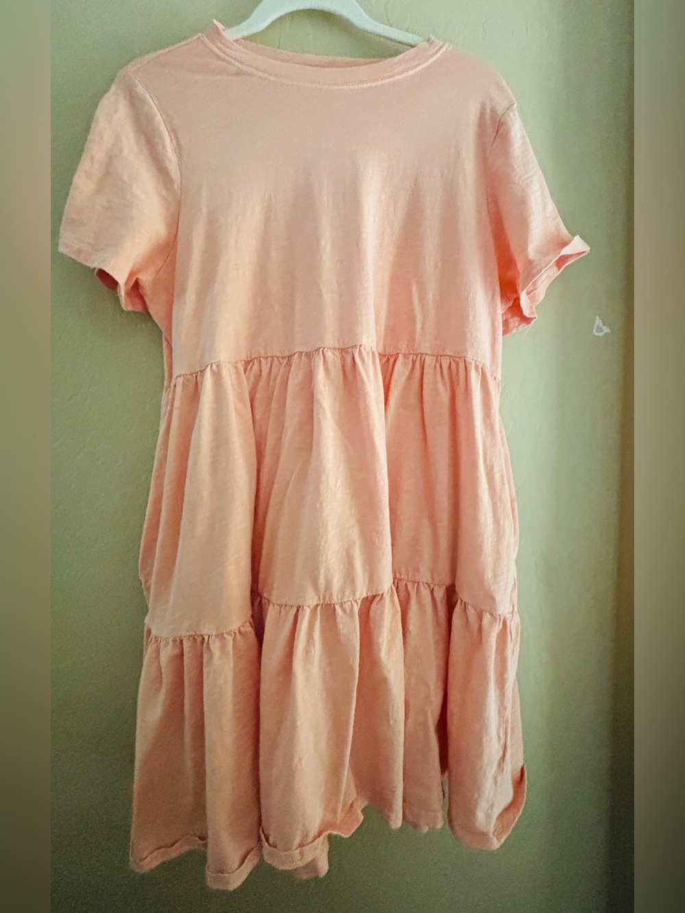 Old Navy Peach Tiered Cotton Babydoll Mini Dress ~ Women’s Large